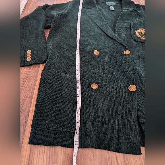 Women's vintage crested Chenille blazer size small in green - Picture 3 of 10